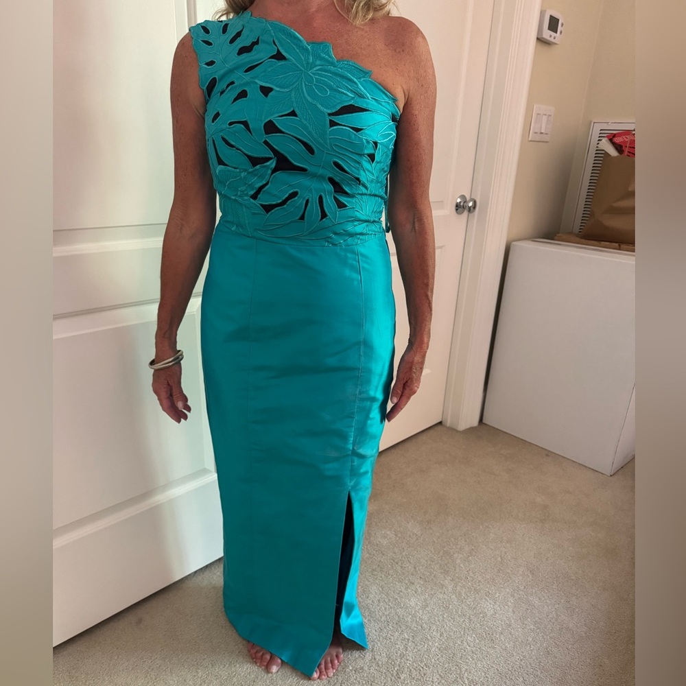 Teal One Shoulder Gown